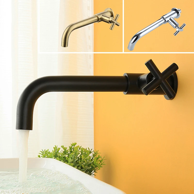 

Concealed Cold Tap In Wall Basin Faucet Gold Black Chrome Wall Mounted Basin Spout Lavatory