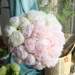 1 Bouquet 5 Heads Artificial Peony Big Silk Flower Leaf Home Garden Office Wedding Party Fake Flowers Festival Bar Decoration