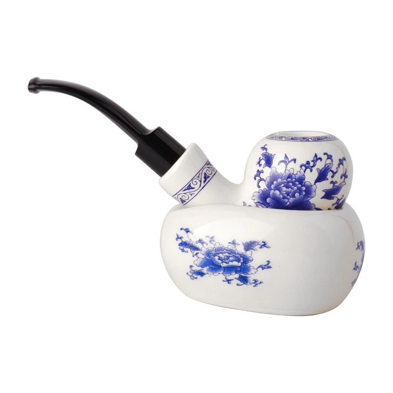 Chinese Classical Smoking Pipes Ceramic Tobacco Pipe Smoke And Ceramic Pipe Rack Stand Holder 9 mm Activated Carbon Filter A Set