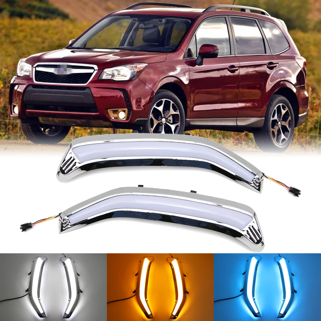 

3 Color LED DRL Day Light for Subaru Forester 2013 2014 2015 Daytime Running Light Fog Lamp with Turn Signal