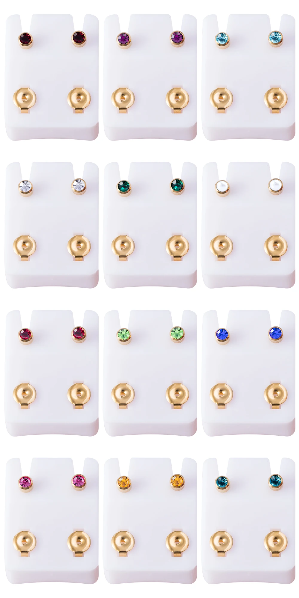 2 Stück vergoldete Stahl-Ohrstecker für Ohrpiercing-Pistole, Geburtsstein, CZ-Ohrstecker, Ohrstecker, Ohrstecker, Tragus-Knorpel, Körperschmuck – Detail 4