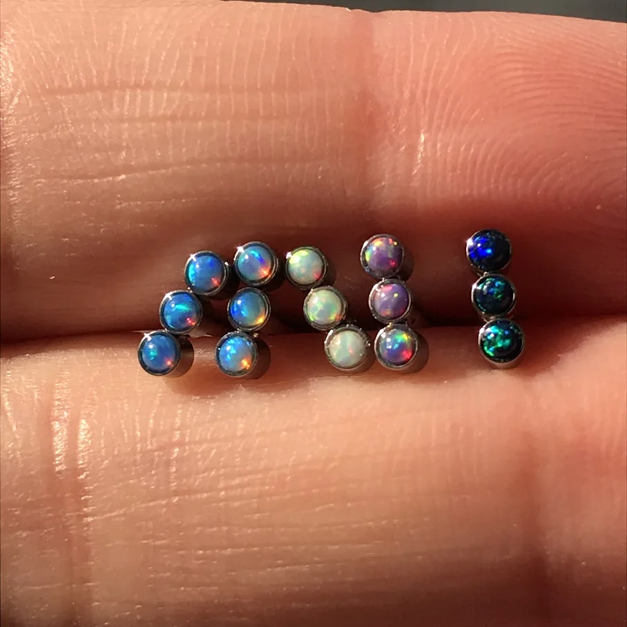 5Pcs/Lot 16G Opal Daith Earrings Piercing Helix Tragus Piercing Internal Thread Labret Lip Rings Cartilage Sung Conch Jewelry