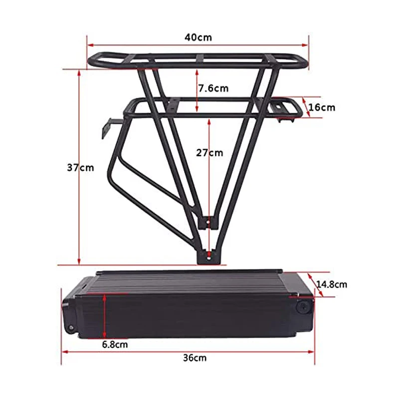 Electric eBike Battery 36V 48V 52V 24.5Ah 21Ah 20Ah 17.5Ah With Rear Rack Layer Luggage for Bafang 1500W 1000W 750W 350W Motor