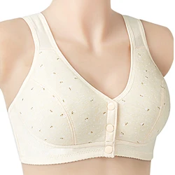 Comfortable Soft Cotton Bra Women Front Closure Camisole Bras Big Size 36-46 B C Cup Middle Age Women Everyday UnderWear