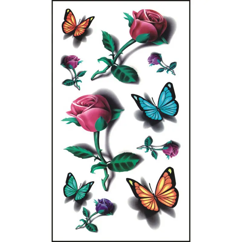 3D Temporary Tattoos for Women Body Amazing Art Tattoo Flash Waterproof Butterfly Flower Tatoo  Home Decorate Wall Sticker