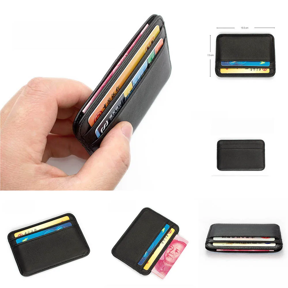 

100% Sheepskin Genuine Leather Credit Card Case Mini Id Card Holder Small Purse For Man Slim Men's Wallet Cardholder