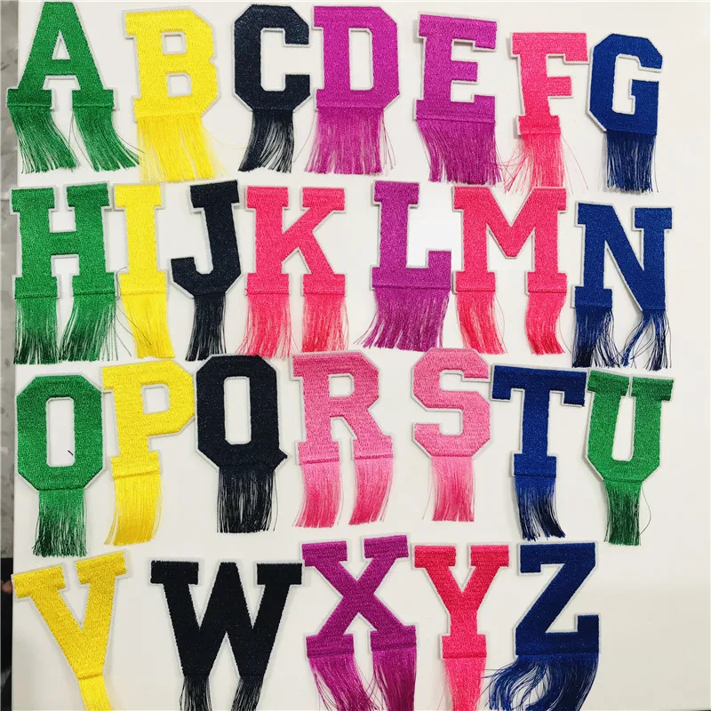 1Pcs Tassel Alphabet Letters Patch Embroidered Applique iron On Name Letter Patches DIY Accessories Stickers