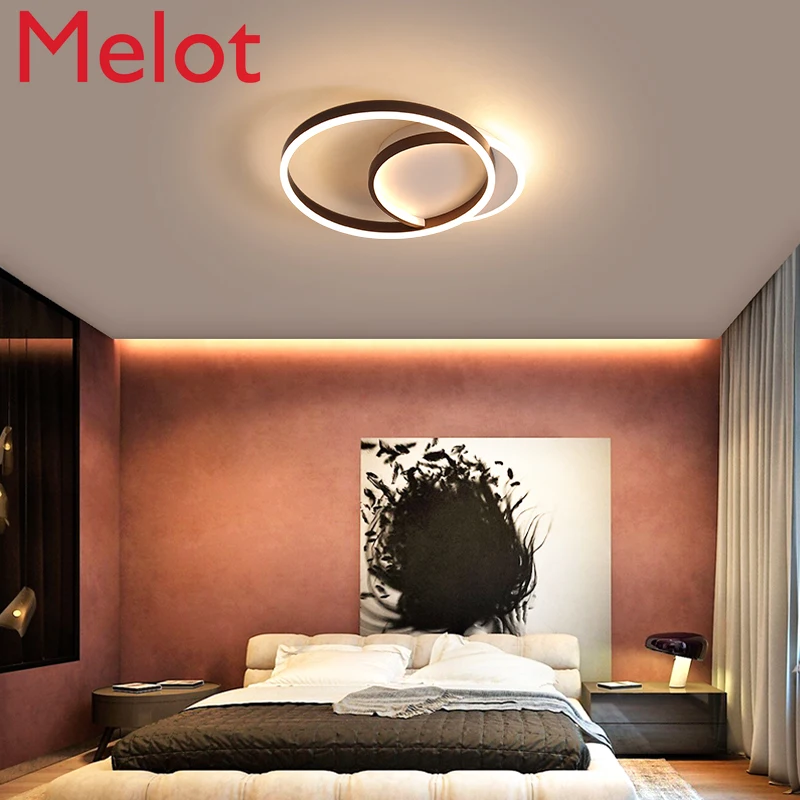 

High-End Luxury European Style Bedroom Light Modern Simple Circle Golden Ceiling Light Fashion Room LED Lamp