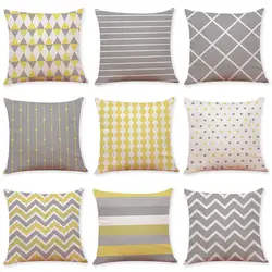 Geometric Gray Cushion Pillowcase Geometry Decorative Yellow Pillow Creative Home Decoration for Sofa Cushions Customized