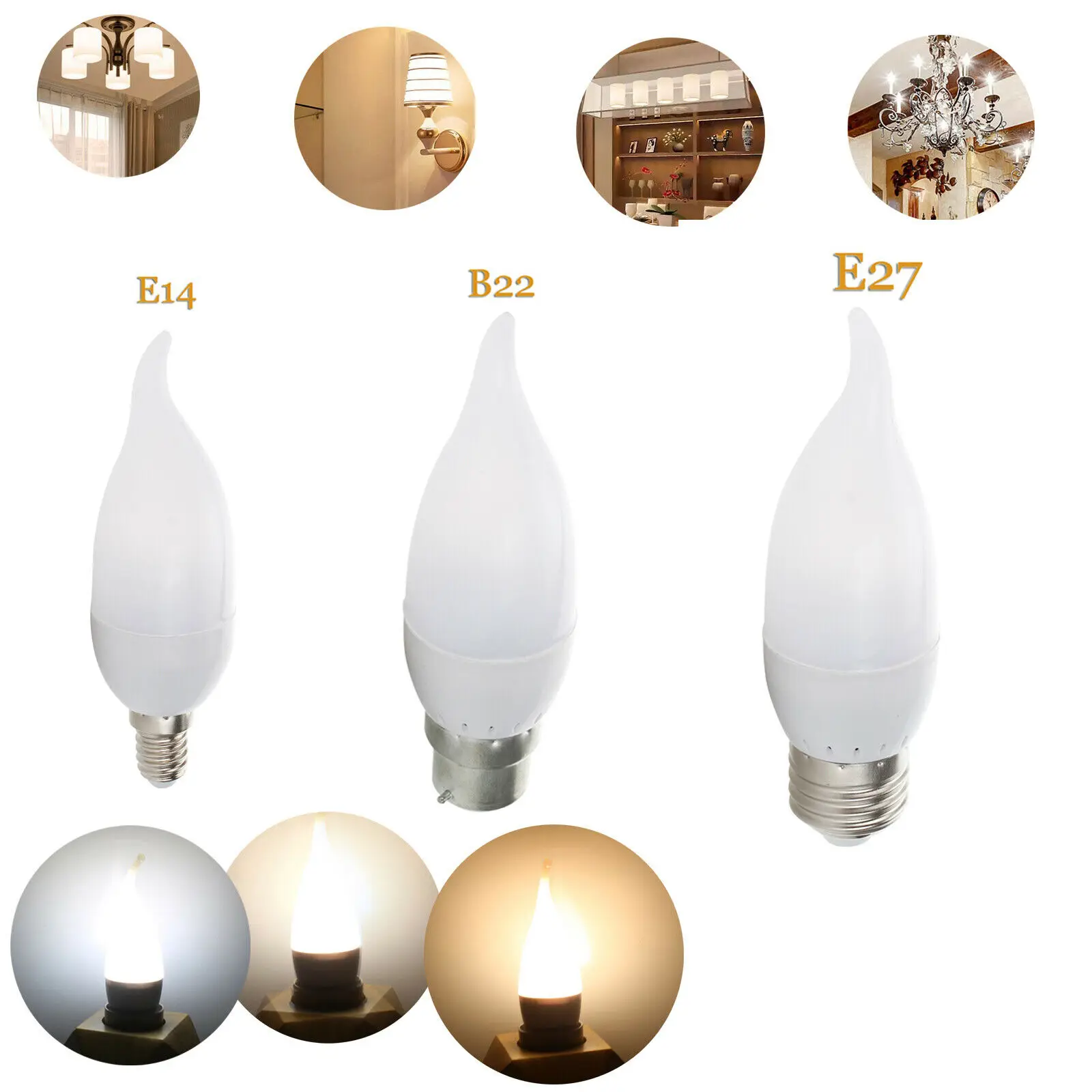 3W LED Candle bulb E27 E14 E12 B22 B15 LED Plastic Flame Chandelier Bulb Home Light Wide pressure Replace 30W Halogen Lamps 220v