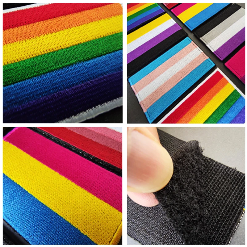 Patch bordado da bandeira do arco-íris com gancho e laço, Pride Gay Lgbt Tactical Applique para roupas, Chapéu, Emblema militar