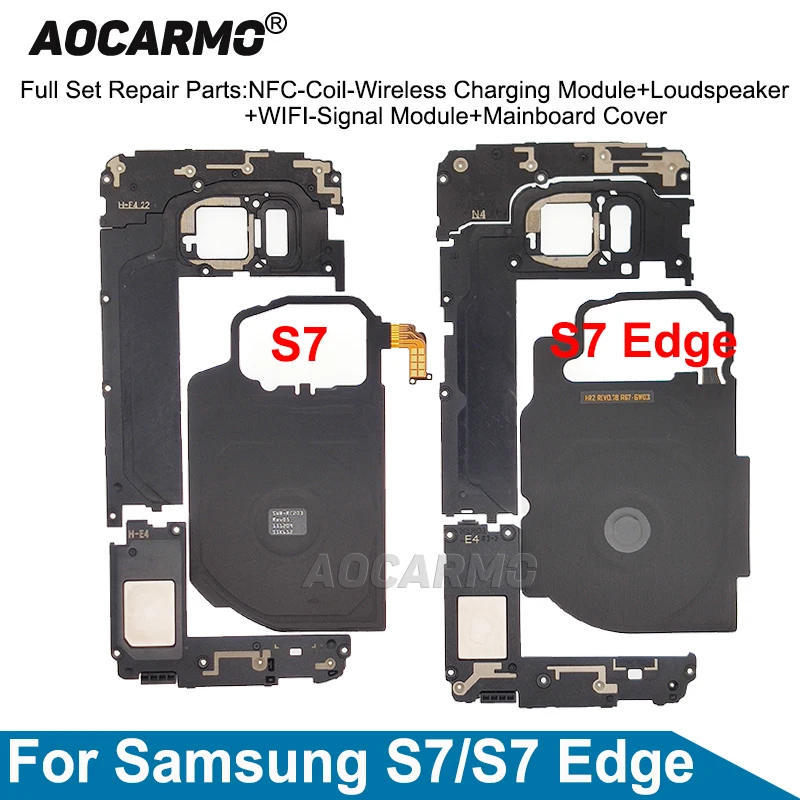 

Aocarmo, 1 комплект, для Samsung Galaxy S7 Edge, беспроводная зарядная катушка, NFC модуль, громкоговоритель, сигнальная антенна, гибкий кабель, Запасная часть