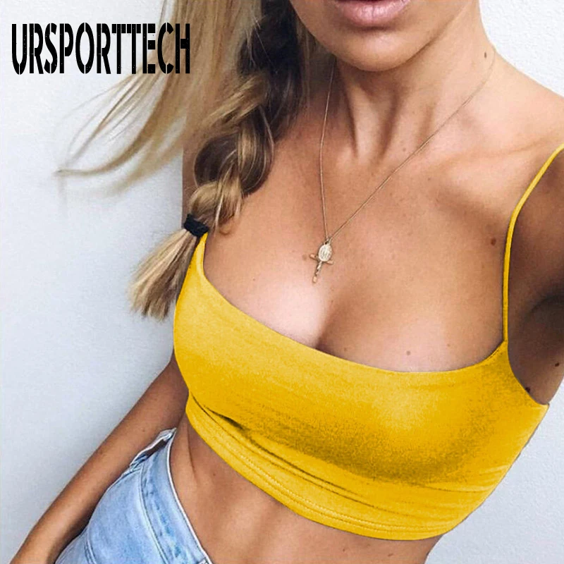 

URSPORTTECH Summer Sexy Camis Women Vest Sleeveless Tank Top Women Casual Solid Sexy Short Crop Tops Camis Tees Tops For Women