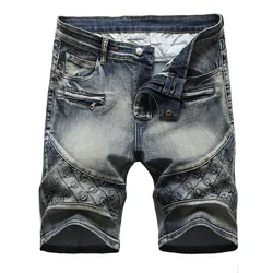 2021 Summer New Men's Denim Short Jeans Fashion Casual Slim Fit High Quality Thin Cotton Embroidered Shorts Male Brand Clothes