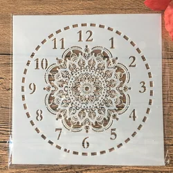 New 15*15cm Clock Flower Dial DIY Layering Stencils Painting Scrapbook Coloring Embossing Album Decorative Card Template