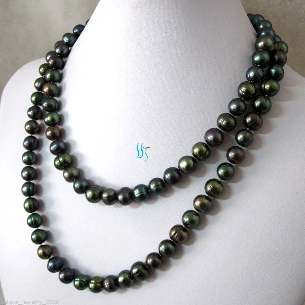 

48" Long 8-9mm Peacock Freshwater Pearl Necklace Strand Jewelry