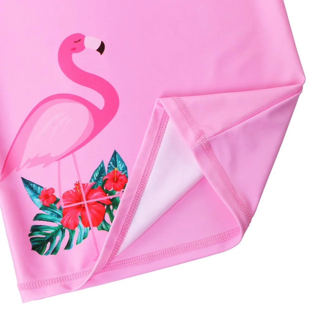 BAOHULU Children Flamingo Print Swimsuit Two Piece Set Tankini UPF 50+ UV Protective Swimwear Children Water Sport Rash Guard