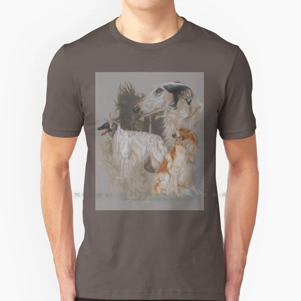 Borzoi-Russian Wolfhound Revamp 100% Cotton T Shirt Bbk0400 Hound Group Dog Pet Canine Domestic Animal Mammal Nature Purebred