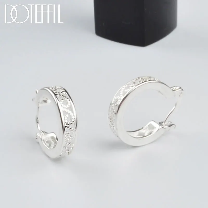 DOTEFFIL 925 Sterling Silver Gold Hollow AAA Zircon Earrings For Women Jewelry Cute Romantic Jewelry Wedding Party Gift