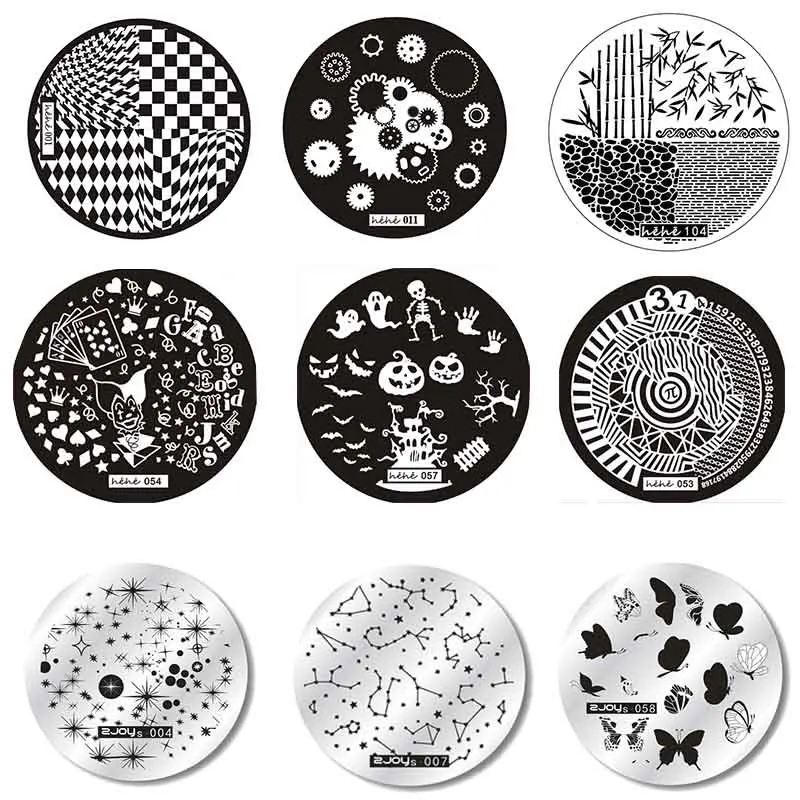 1pc Small 5.6cm Round Nail Template,Geometry/Constellation Designs Stamping Plate,Animal Transfer Nail Steel Plates Image*135Mod