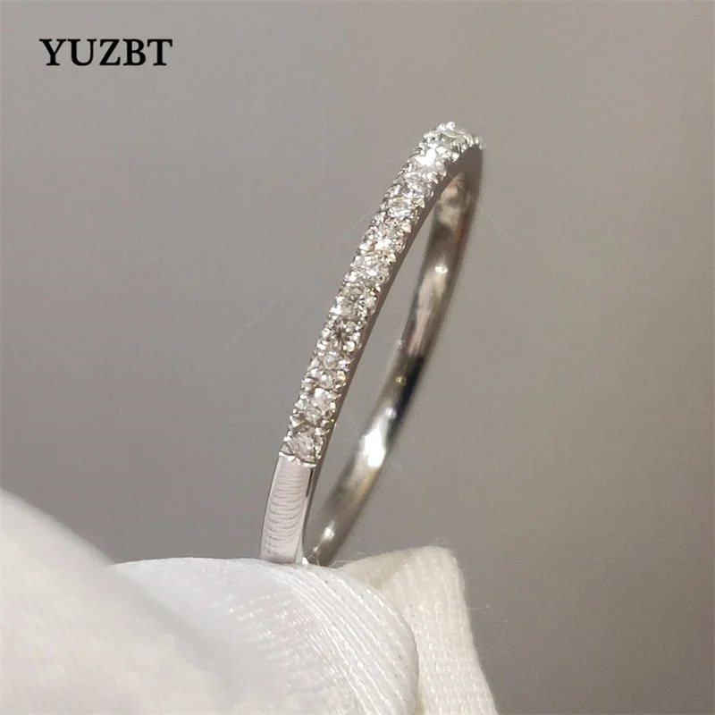 YUZBT 9K 10K White Gold Brilliant Cut 0.3 Carats Diamond Tester Past D Color Moissanite Engagement Ring Korean Style Jewelry