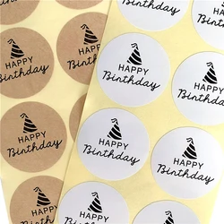 100PCS/lot Round Happy Birthday HANDMAD sticker Sealing sticker Vintage DIY Gifts Gift Stickersdhesive Sticker DIY Gift Sticker