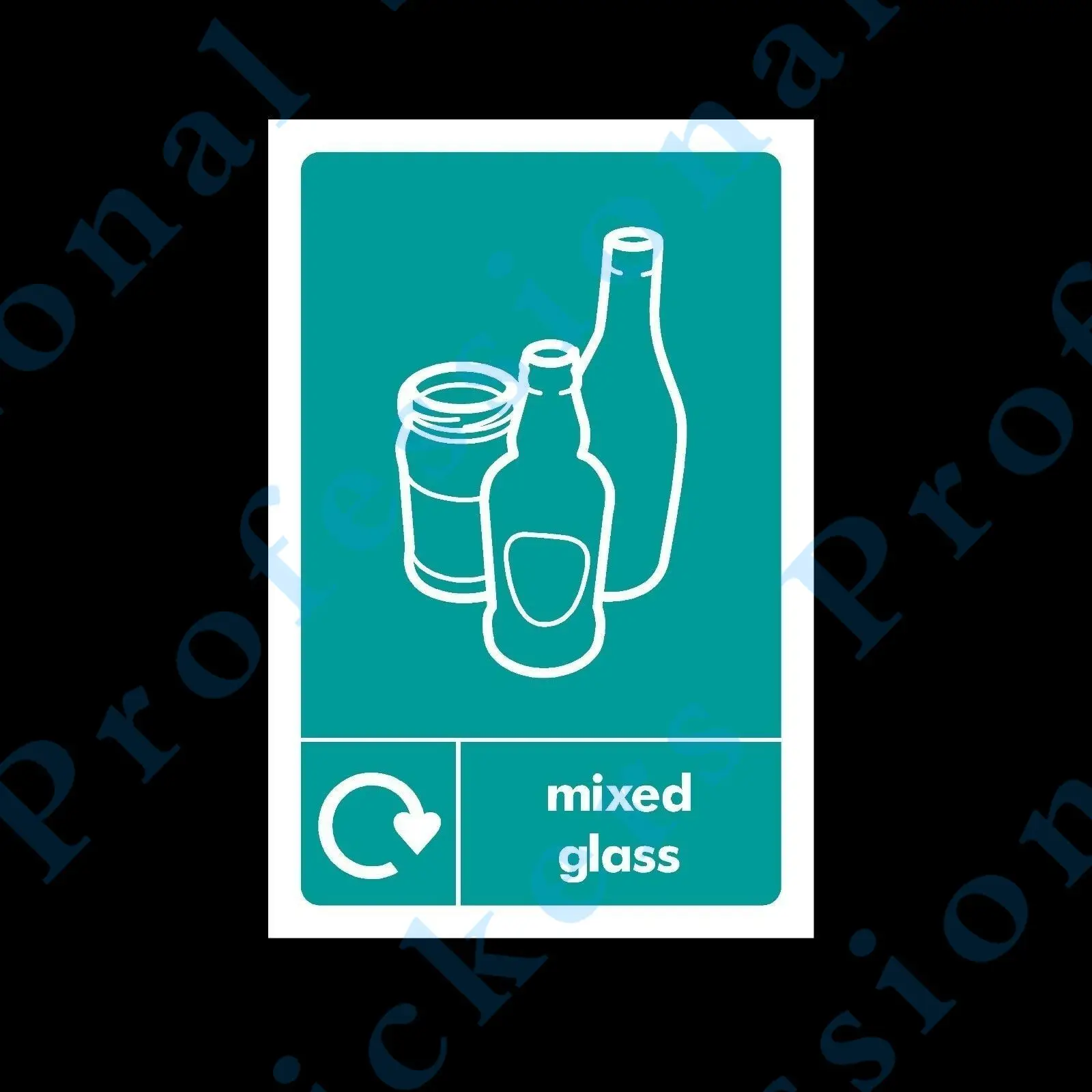 Mixed Glass Waste Recycling - Plastic Sign or Sticker - Choose Size & Material Waterproof Vinyl  stickers for car