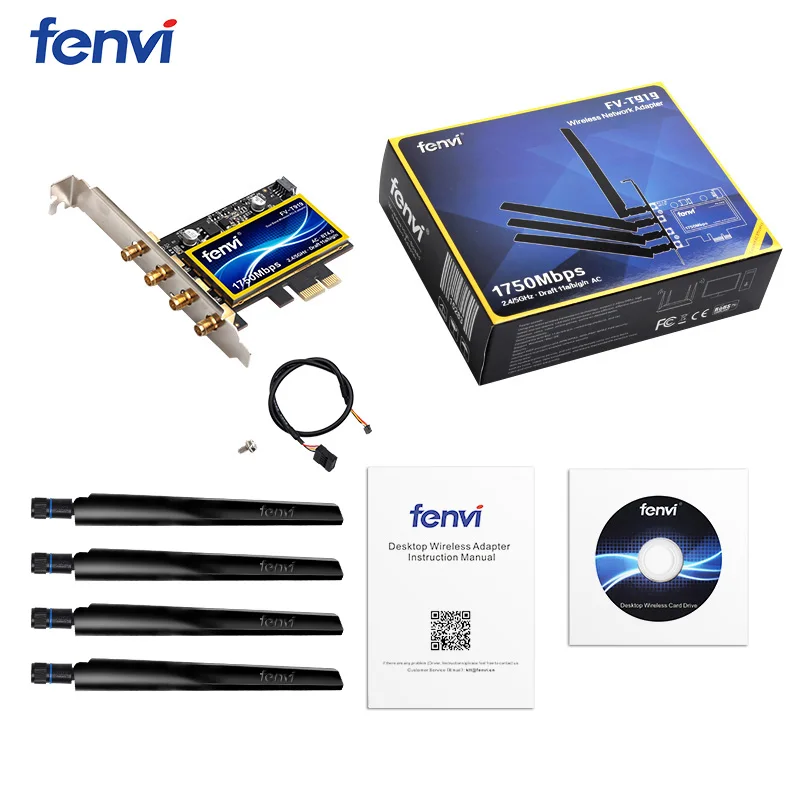 fenvi T919 1750Mbps PCIe Wifi Adapter BCM94360CD MacOS Hackintosh Bluetooth 4.0 802.11ac 2.4G/5G Wireless Card Desktop PC