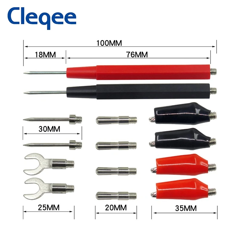 Cleqee P1500 Memimpin Uji Kit Diganti Tes Uji Kawat Probe Buaya Klip Klem Buaya untuk Digital Multimeter Feeler