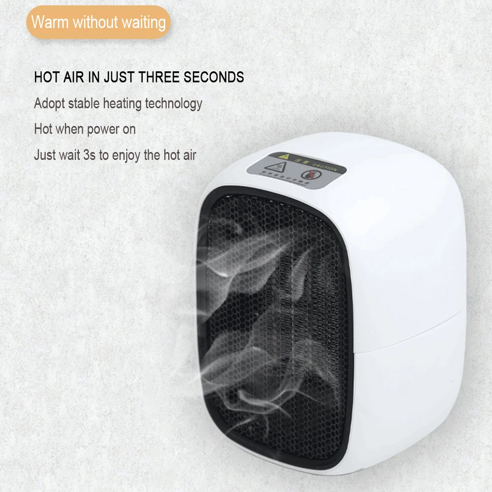 Mini aquecedor elétrico termoventilador para o lar, 500w, aquecimento, ventilador de ar quente, aquecedores de sala de escritório, prático