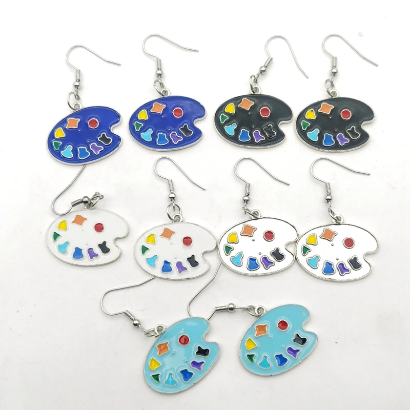 2022 New Color Palette Earrings Palette Earrings Earrings Artist Brush Earrings Wonderful Bright Artist Palette Earrings