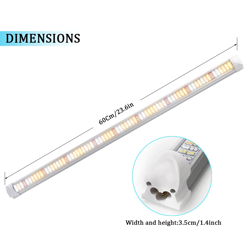 20pcs/lot 60cm T8 Tube LED Grow Light Bars Warm Full Spectrum Plant Lamp for hydroponics seedlings vegs cultivo greenhouse