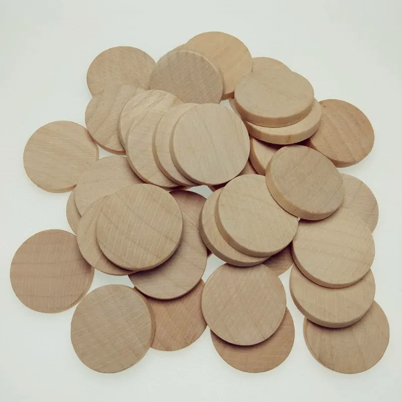 Wholesale DIY Unfinished Natural Wood Rounds Disc Wooden Slices Piece