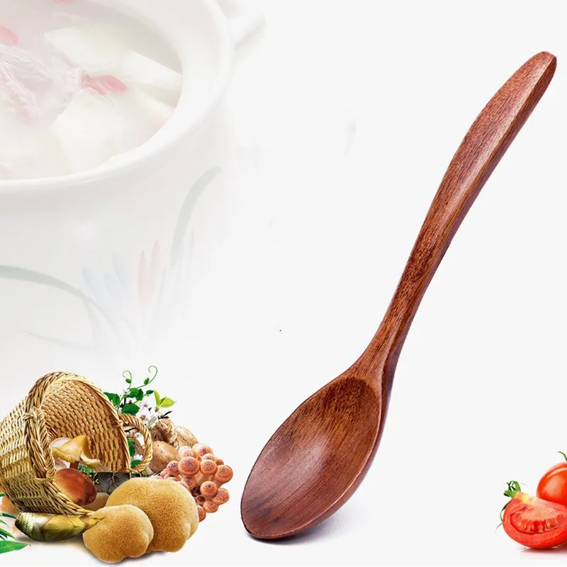 18Cm Natural Wooden Spoon Tea Honey Coffee Dining Cooking Mixing Soup Spoons Eco-Friendly Cute Home Kitchen Wooden Tableware