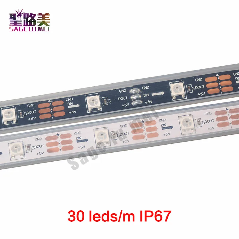 1m 5m DC5V WS2812B WS2812 Led Pixel Strip Individually Addressable Smart RGB Led Strip Light Tape Black White PCB IP30/65/67