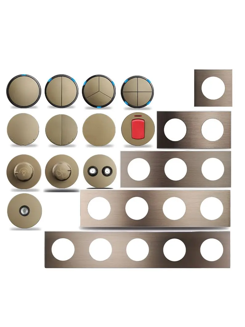 Bruine wandschakelaar 1 2 3 4-voudige lichtschakelaar Bewegingssensor Licht Mat aluminium framepaneel Gratis combinatie, L6-serie - afbeelding 2