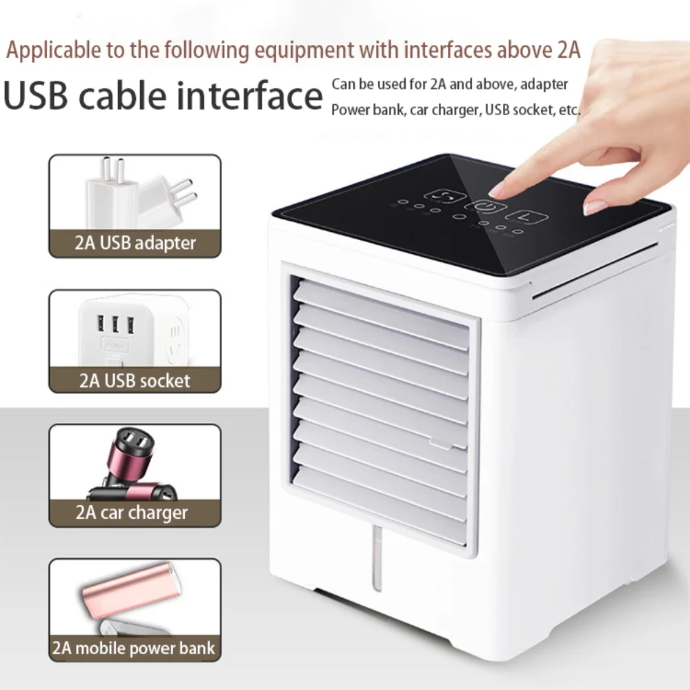 Refrigerador de ar portátil usb alimentado espaço pessoal mini condicionador de ar para o escritório em casa desktop refrigeração com controle da tela de toque