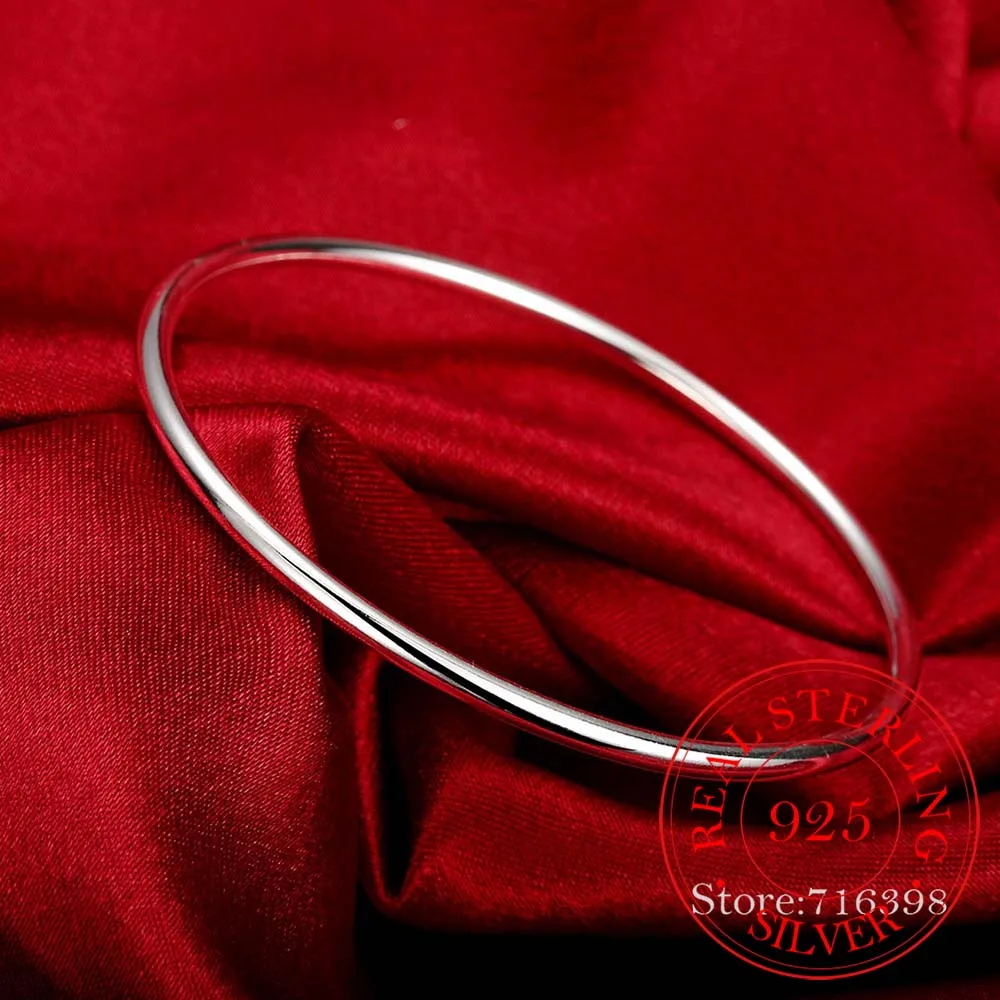 925 Sterling Solid Silver Bracelet Fashion Personality Simple Smooth Bangles For Women Wedding Engagement Jewelry