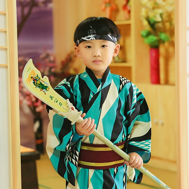 Traditional Japanese Kimono For Boys Kids Yukata With Obi Belts Children Japan Style Stage Performance Boy 5 12 Years Old Asia Pacific Islands