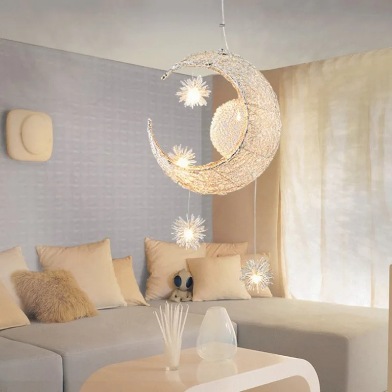 

European style star and moon creative personality restaurant bar counter bedroom warm children's room Pendant Lights WF1016