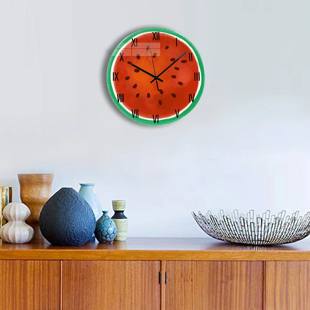 Acrylic Wall Clock Modern Design Silent Clockwork Watermelon 3D DIY Decorative Wall Clocks for Living Room Kitchen Home Decor