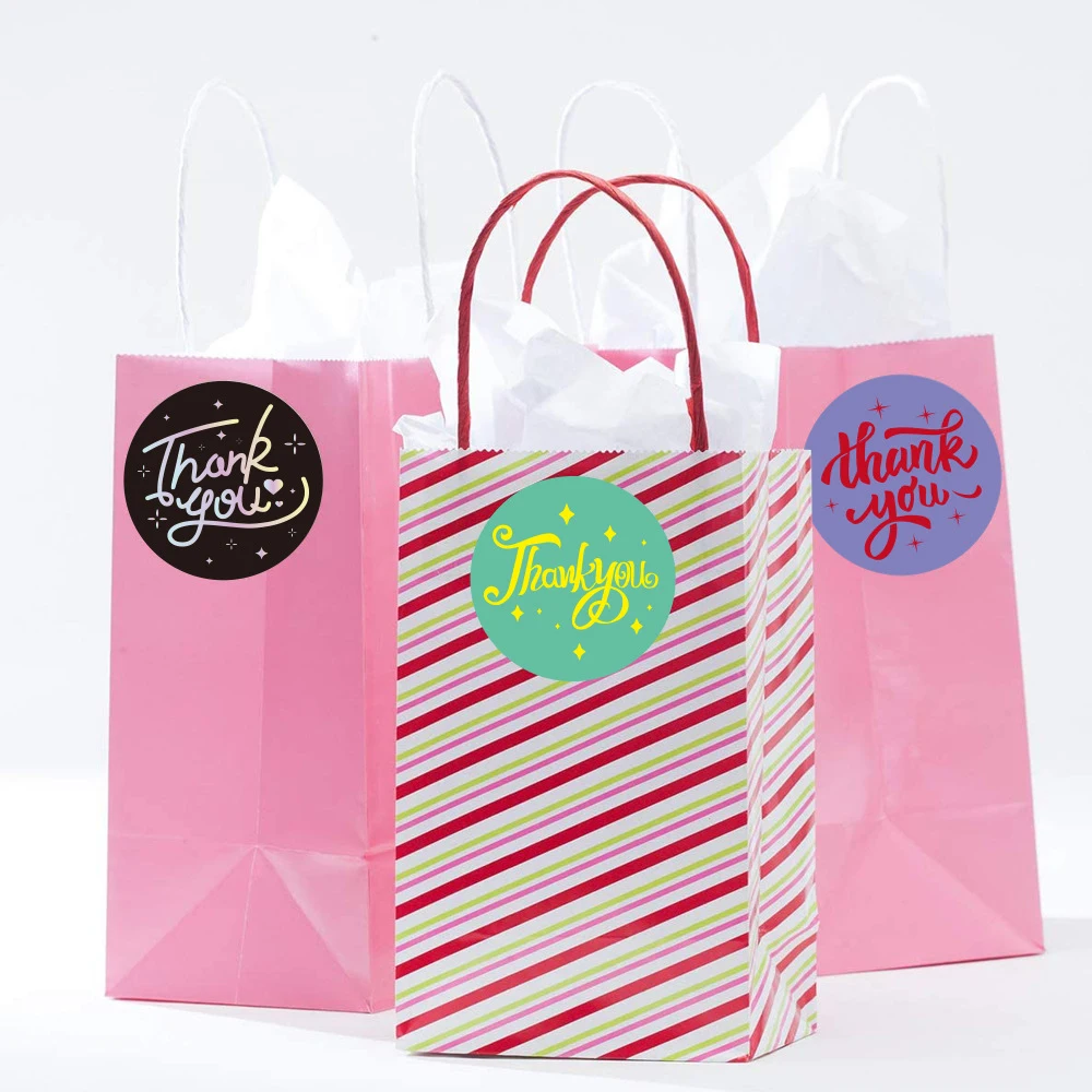 500pcs 3.8cm Colorful Thank You Sticker Gold Foil Cute Stickers Envelope Sealing Decoration Label Stationery Sticker