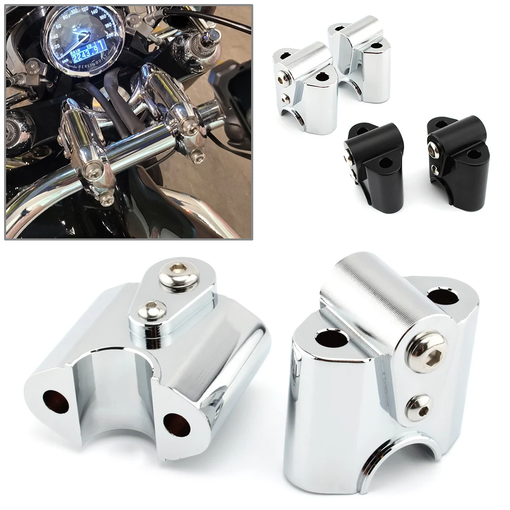 2Pcs Motorbike Aluminum Handlebar Risers Handle Bar Lift Clamp Adapters for For BMW R 18 Classic Chrome/Black