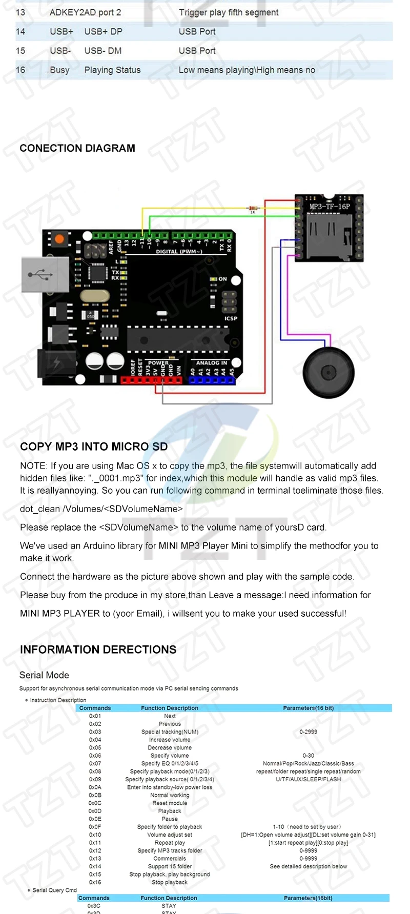 WTV020 GPD2846A Mini MP3 Player Modul TF Karte MP3 Sound Modul Sprach Modul Für Arduino GM Netzteil Modul – Detail 4