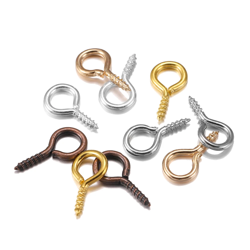100–200 Stück kleine kleine Mini-Augennadeln, Nietstifte, Haken, Ösen, Schraubgewinde, goldene Verschlüsse, Haken, Schmuckzubehör für die Herstellung von DIY – Detail 3