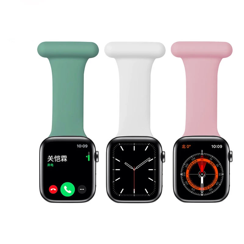 Soft Silicone Safety Pin Rainbow Nurse Band for Apple Watch SE Series 6 5 4 3 2 1 38mm 40mm 42mm 44mm