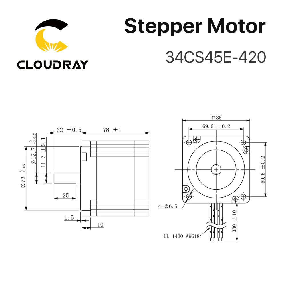 Nema 34 Stepper Motor 86mm 4.5N.m 4.2A（34CS45E-420）4-lead  Cable Stepper Motor for CNC engraving milling machine