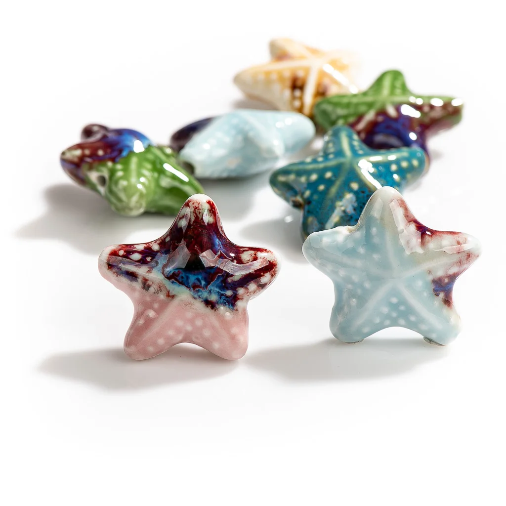 2pcs Ceramic Starfish Beads  For Jewelry Making Special Shape Porcelain Necklace Accessories #XN17101