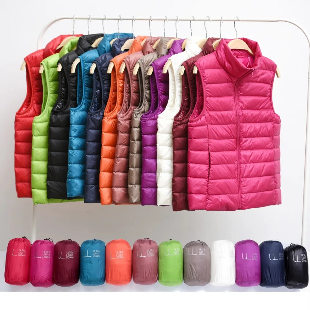 Woman Down Vests Winter Ultralight Duck Down Coat Female Sleeveless Puffy Jacket Portable Windproof Warm Waistcoat for Women