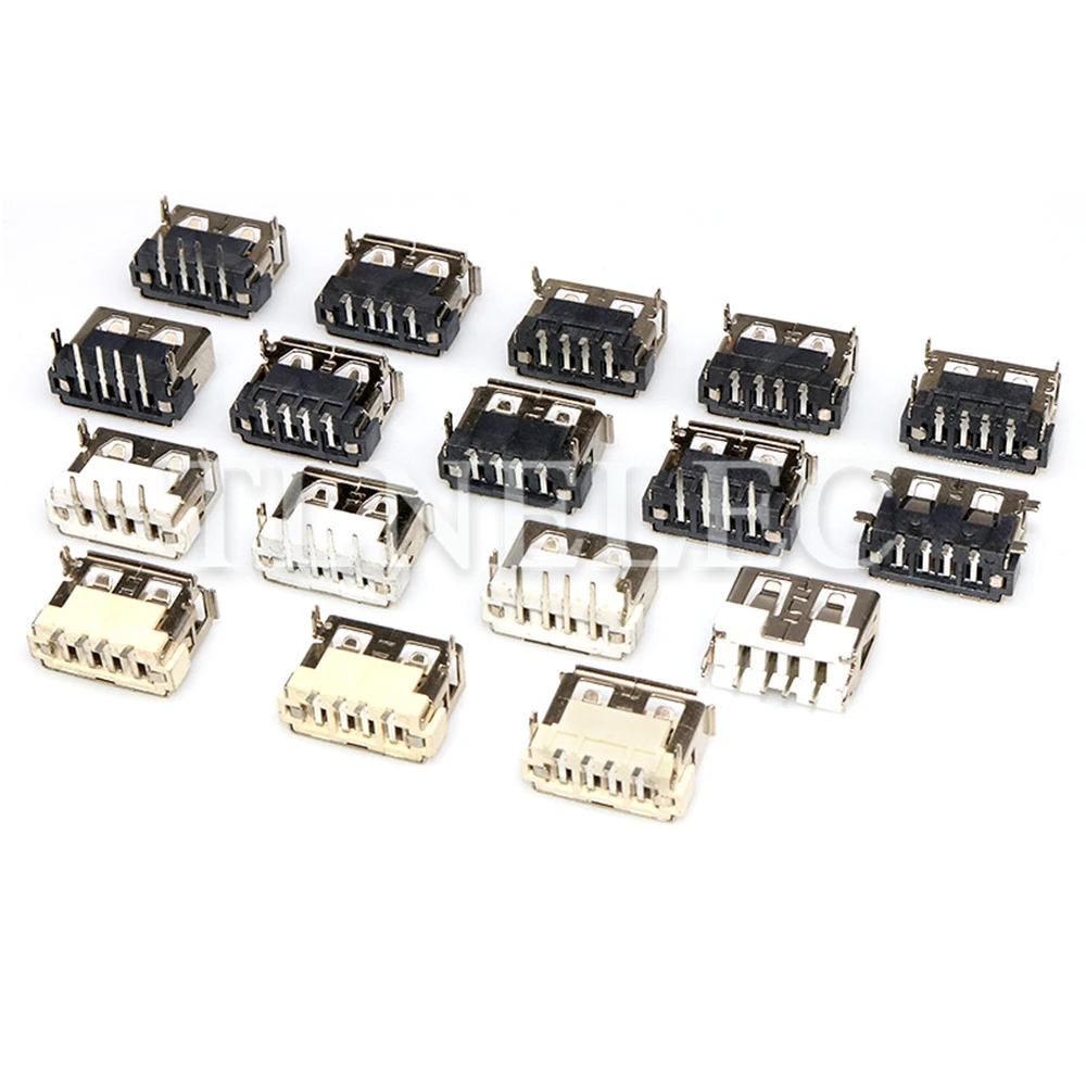 5pcs 4P Type-A Female Male SMD DIP Socket USB 2.0 10MM Interface USB Type A Standard Port Solder Jacks Connector